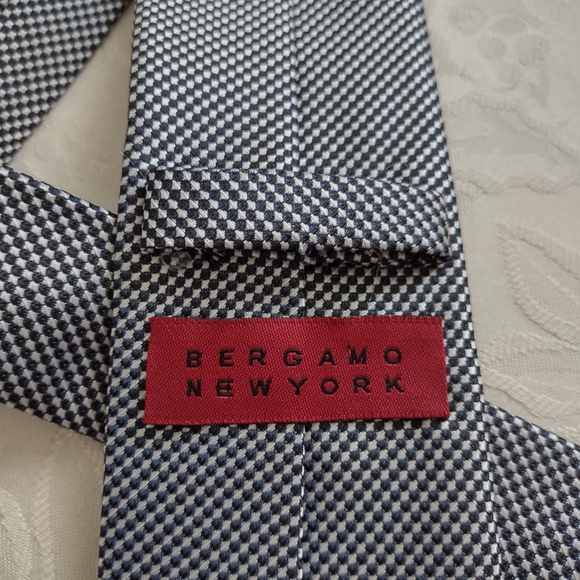 New Bergamo New York checkered tie and bar hand made - Picture 3 of 6